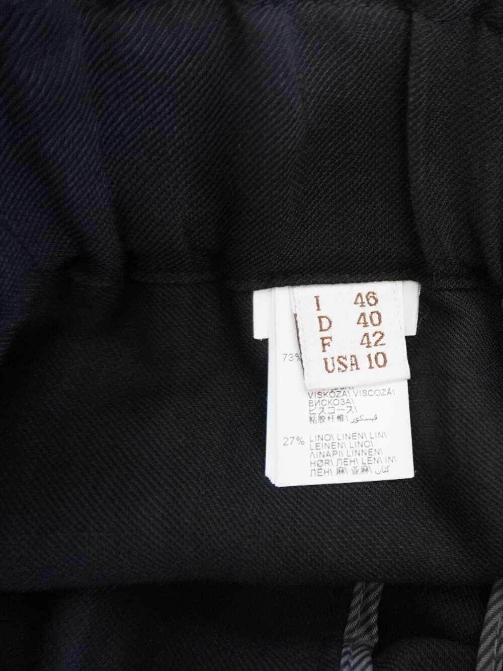 Brunello Cucinelli Black Pants Relax Elastic Waist 33x23 Viscose Linen Size 10 - Picture 8 of 9